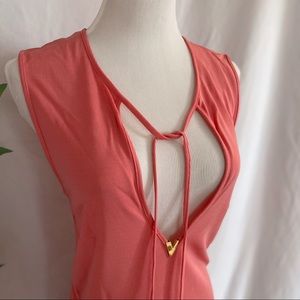 Valentino Coral sleeveless V neck top